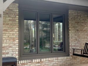 Sliding glass patio doors on a residential home.