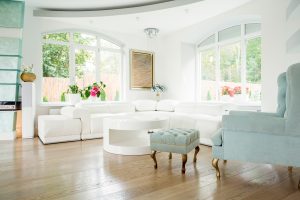 Designer armchair in luxury living room interior